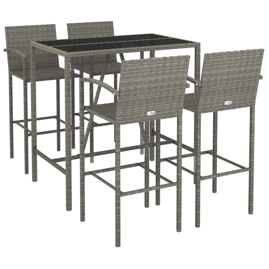 vidaXL 5-piece Garden Bar Set poly rattan black