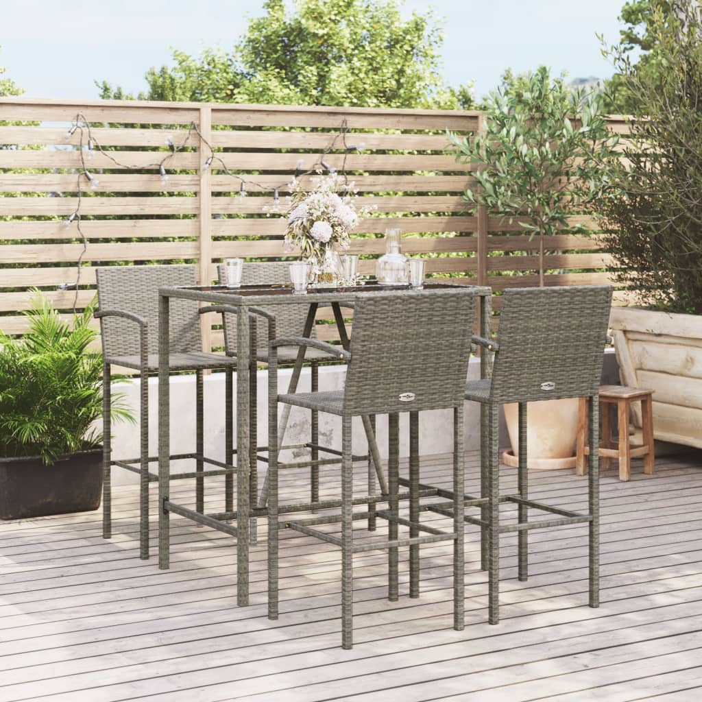 vidaXL 5-piece Garden Bar Set poly rattan black