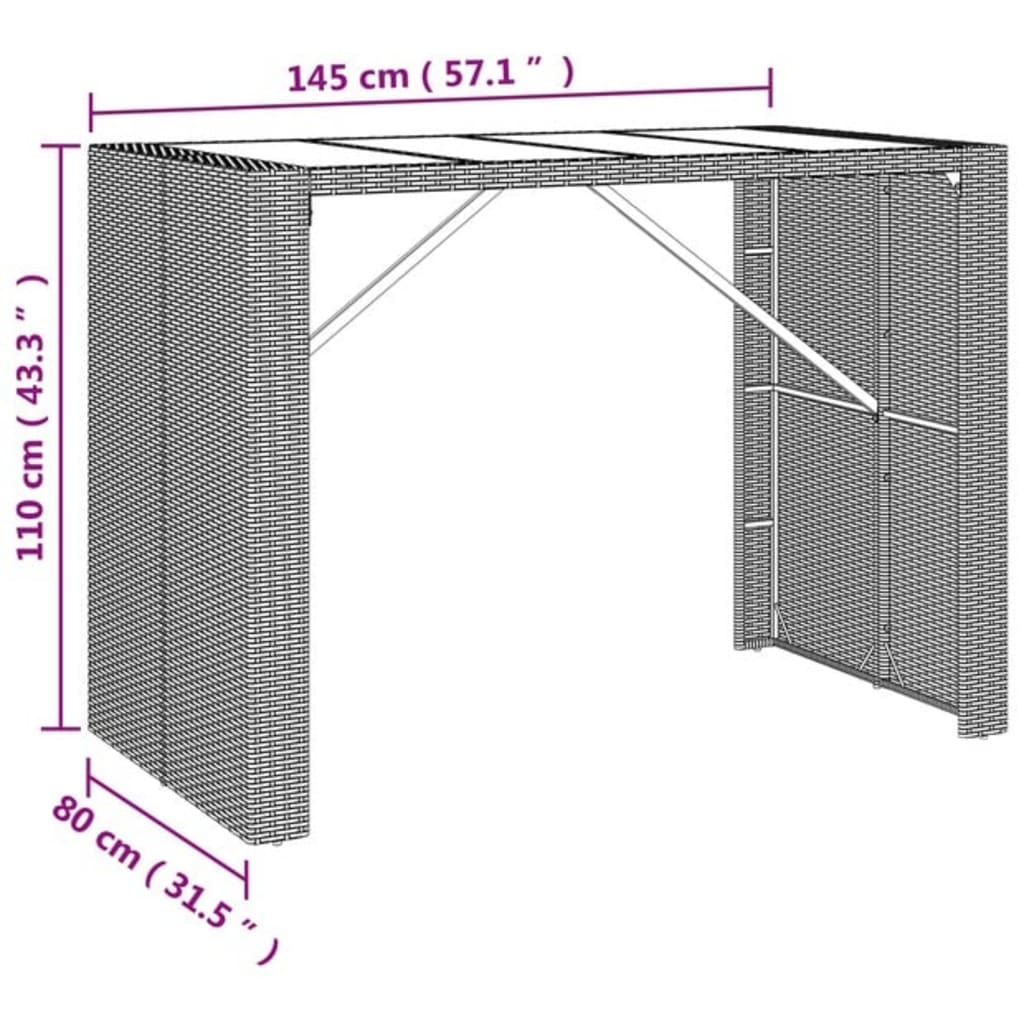 vidaXL 5-piece Garden Bar Set poly rattan grey