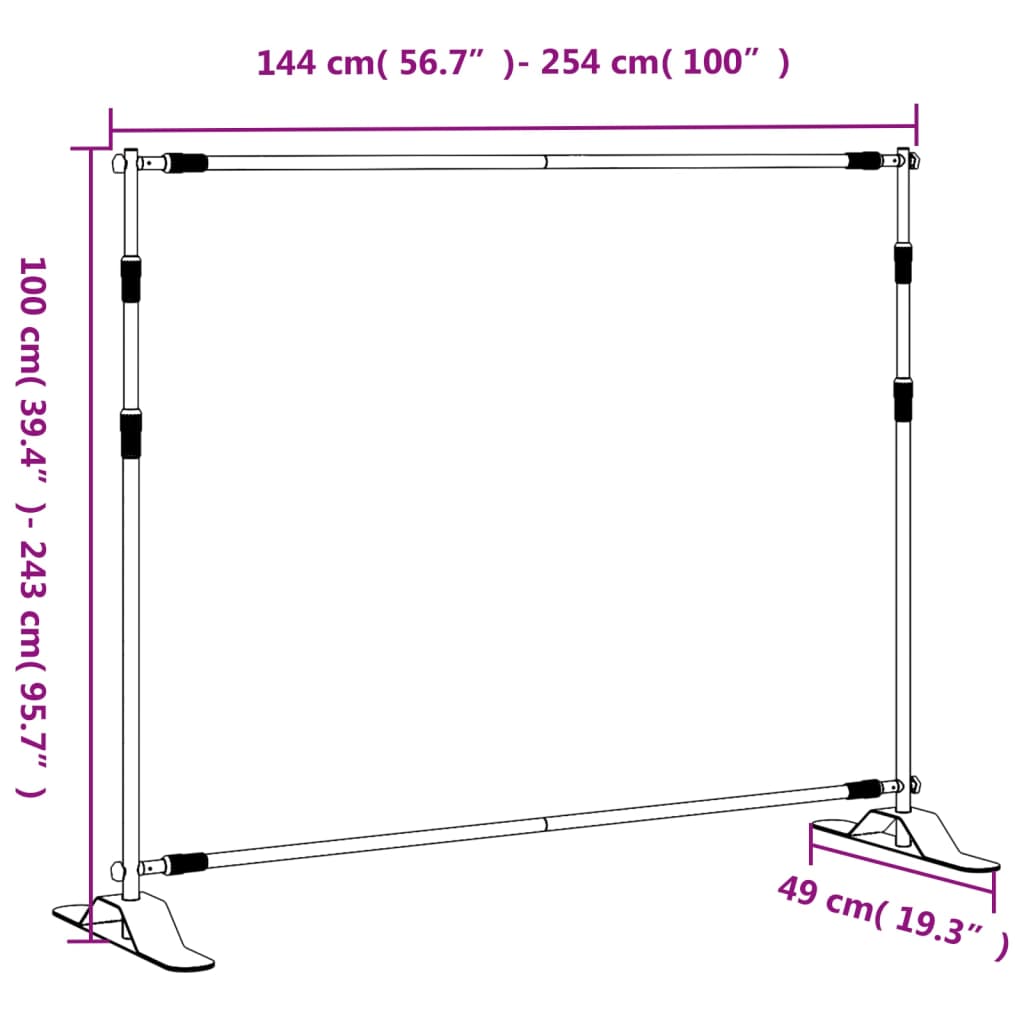 vidaXL Background Stand 254x243 cm Steel Black
