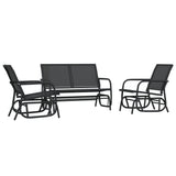 vidaXL 3-delige Loungeset schommel aluminium textileen zwart