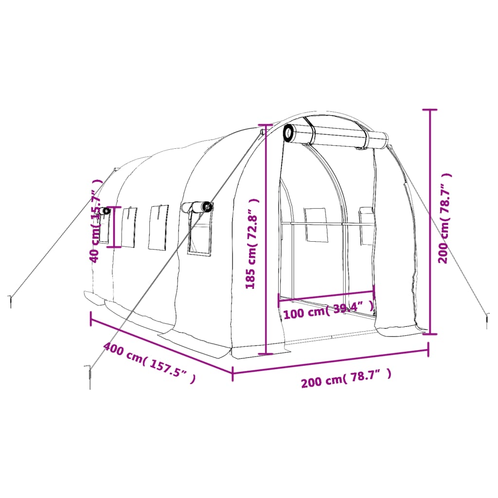 vidaXL Tuinkas met stalen frame 8 m² 4x2x2 m