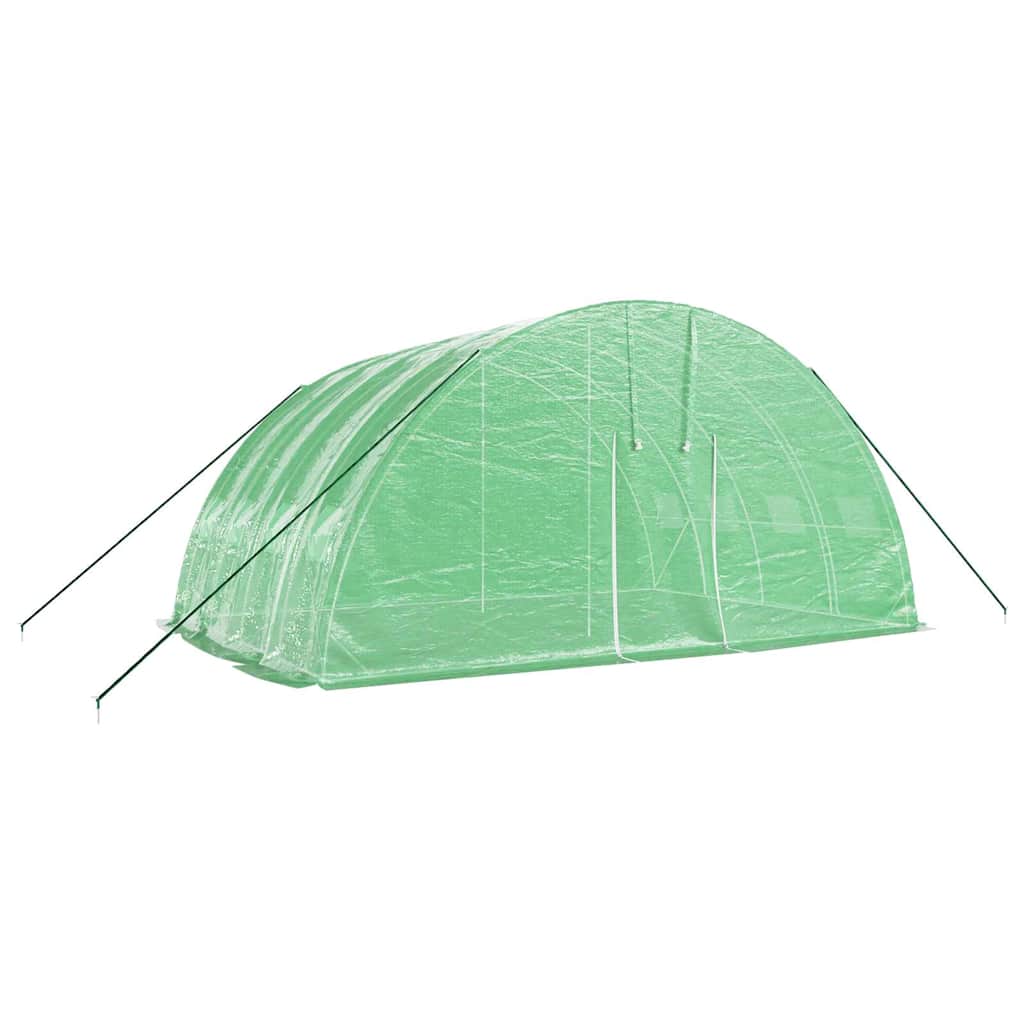 vidaXL Kas met stalen frame groen 24 m² 6x4x2,85 m