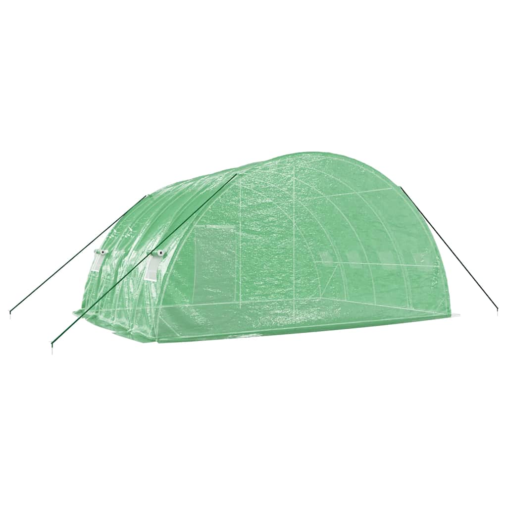 vidaXL Kas met stalen frame groen 24 m² 6x4x2,85 m