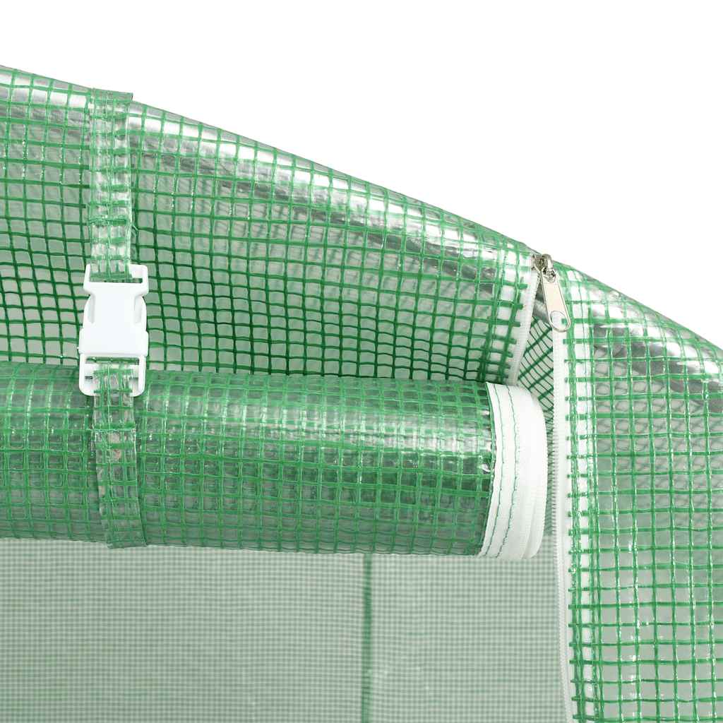 vidaXL Kas met stalen frame groen 24 m² 6x4x2,85 m