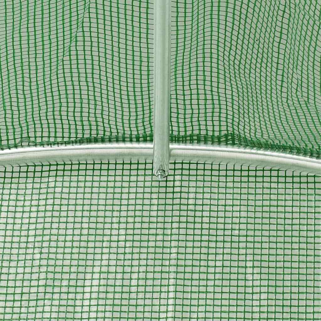 vidaXL Kas met stalen frame groen 24 m² 6x4x2,85 m
