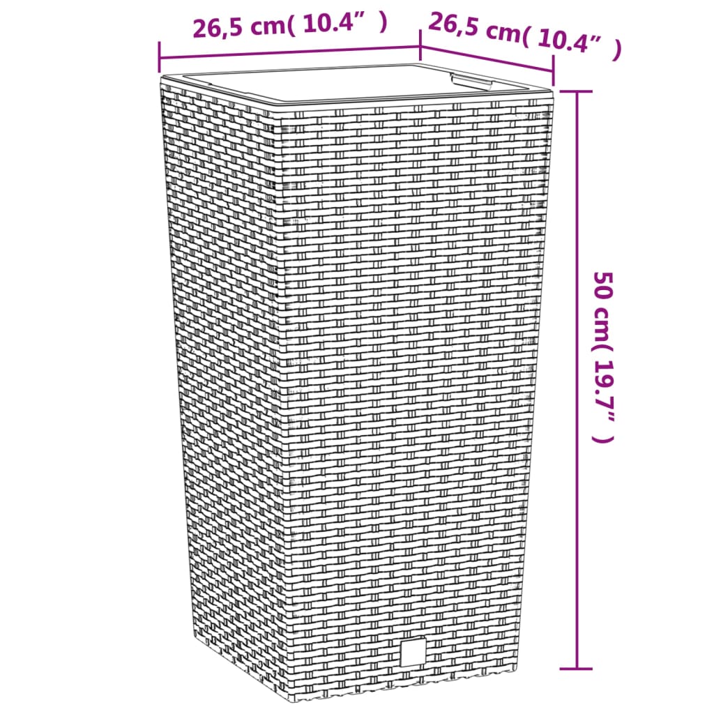 vidaXL Jardinière bac amovible aspect rotin 11/26,5 L PP anthracite