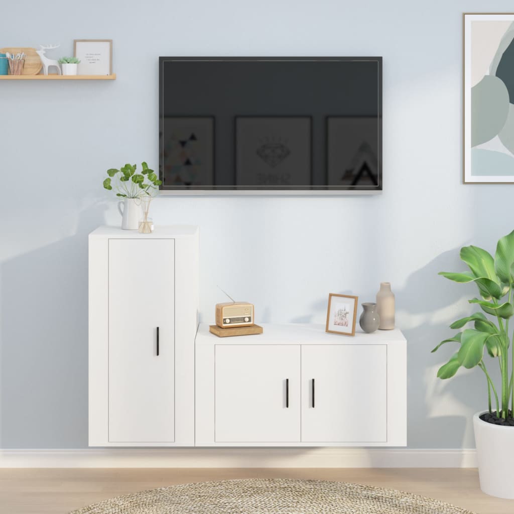 vidaXL 2-delige Tv-meubelset bewerkt hout wit