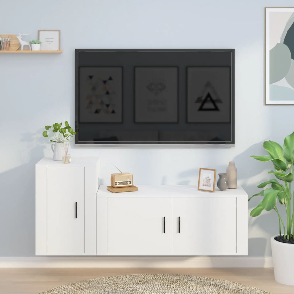 vidaXL 2-delige Tv-meubelset bewerkt hout wit