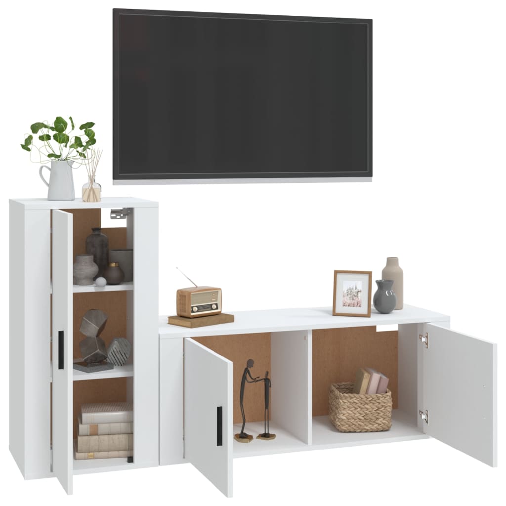 vidaXL 2-delige Tv-meubelset bewerkt hout wit