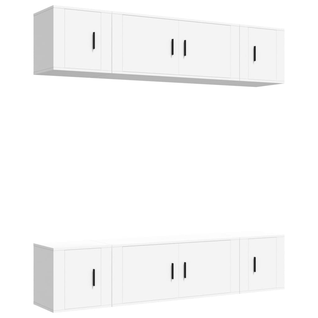 vidaXL 6-delige Tv-meubelset bewerkt hout wit