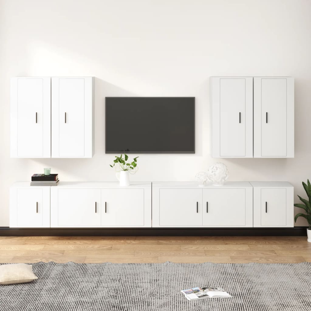 vidaXL 8-delige Tv-meubelset bewerkt hout wit