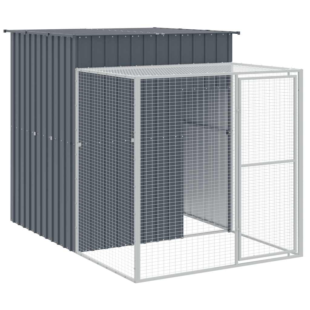 vidaXL Chicken Coop with Run 165x251x181 cm Galvanized Steel Anthracite