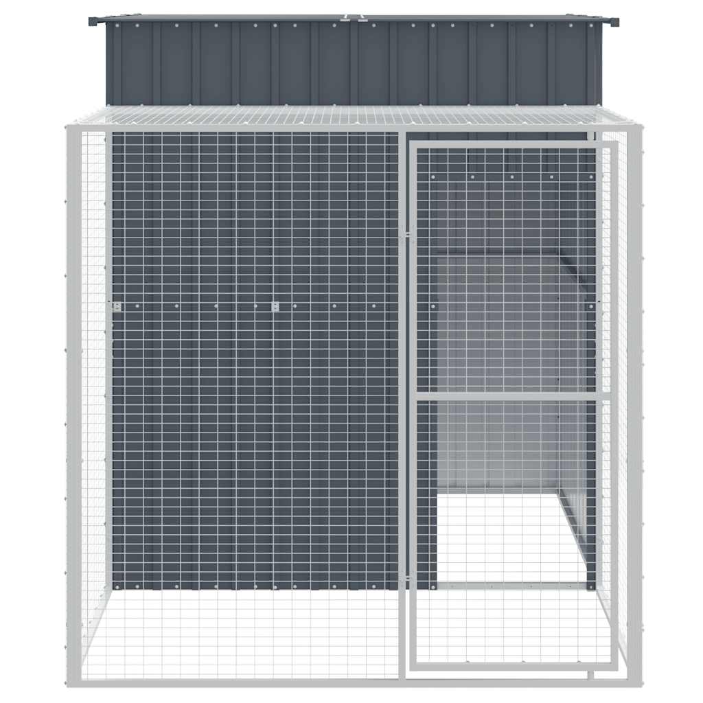 vidaXL Chicken Coop with Run 165x251x181 cm Galvanized Steel Anthracite