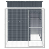 vidaXL Chicken Coop with Run 165x251x181 cm Galvanized Steel Anthracite