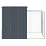 vidaXL Chicken Coop with Run 165x251x181 cm Galvanized Steel Anthracite