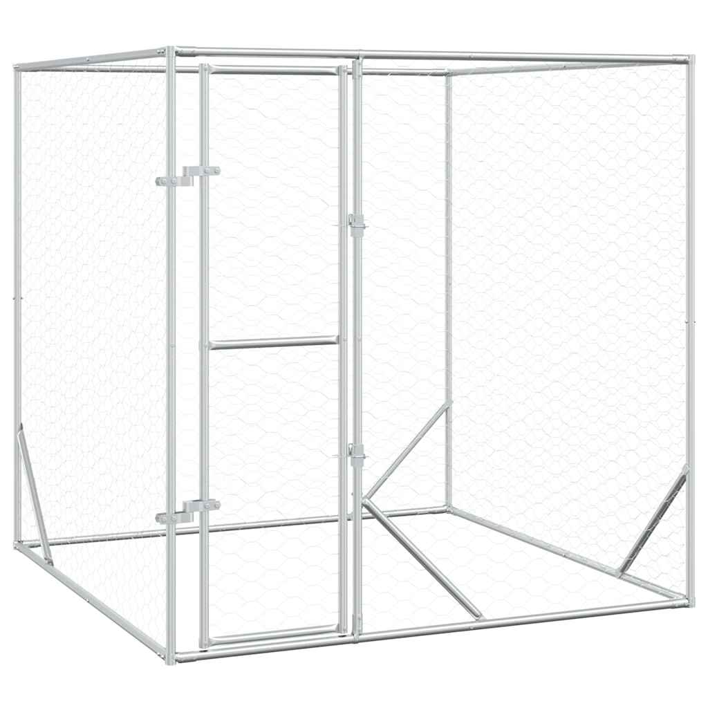 vidaXL Outdoor Dog Kennel 2x2x2 m Galvanized Steel Silver