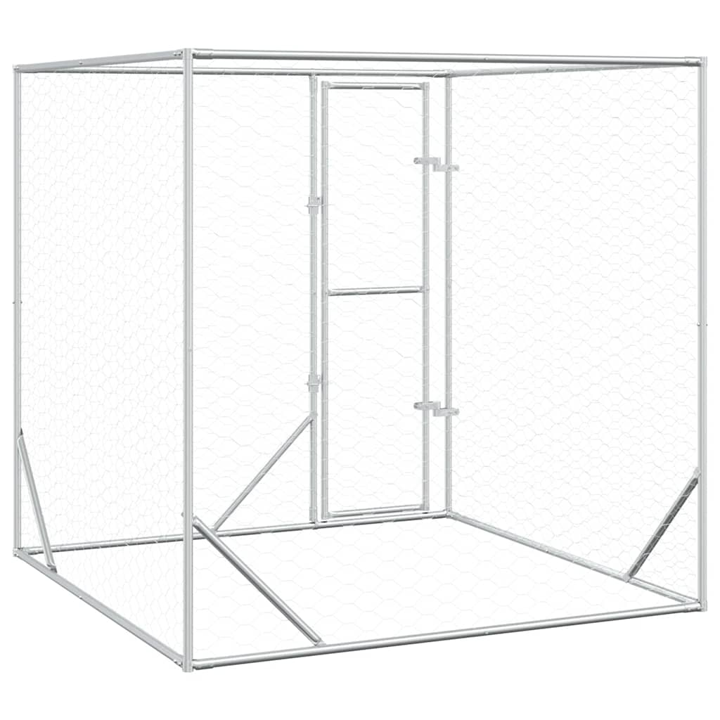 vidaXL Outdoor Dog Kennel 2x2x2 m Galvanized Steel Silver