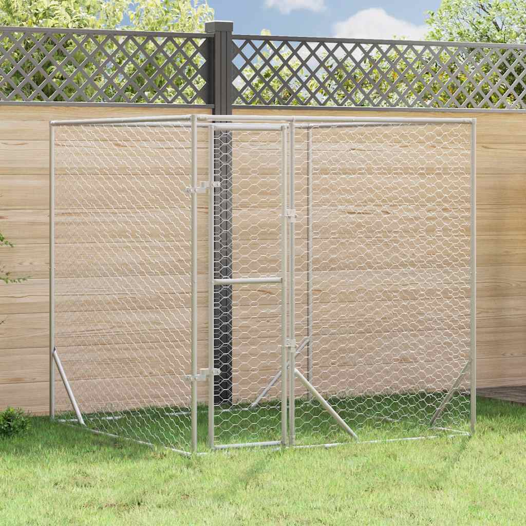 vidaXL Outdoor Dog Kennel 2x2x2 m Galvanized Steel Silver