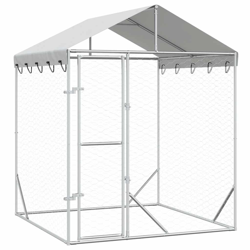 vidaXL Dog Kennel with Roof 2x2x2.5 m Galvanized Steel Silver