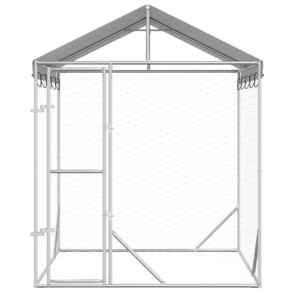 vidaXL Dog Kennel with Roof 2x2x2.5 m Galvanized Steel Silver