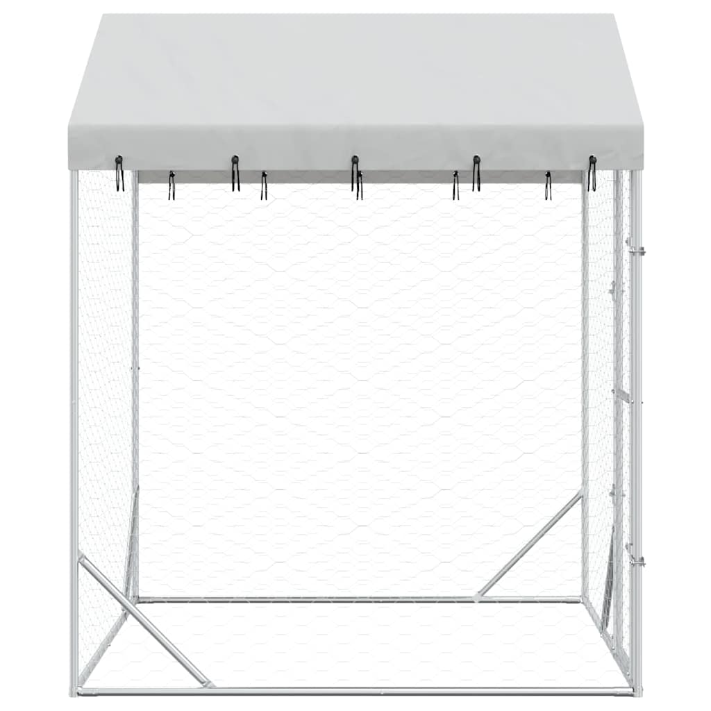 vidaXL Dog Kennel with Roof 2x2x2.5 m Galvanized Steel Silver