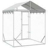 vidaXL Dog Kennel with Roof 2x2x2.5 m Galvanized Steel Silver