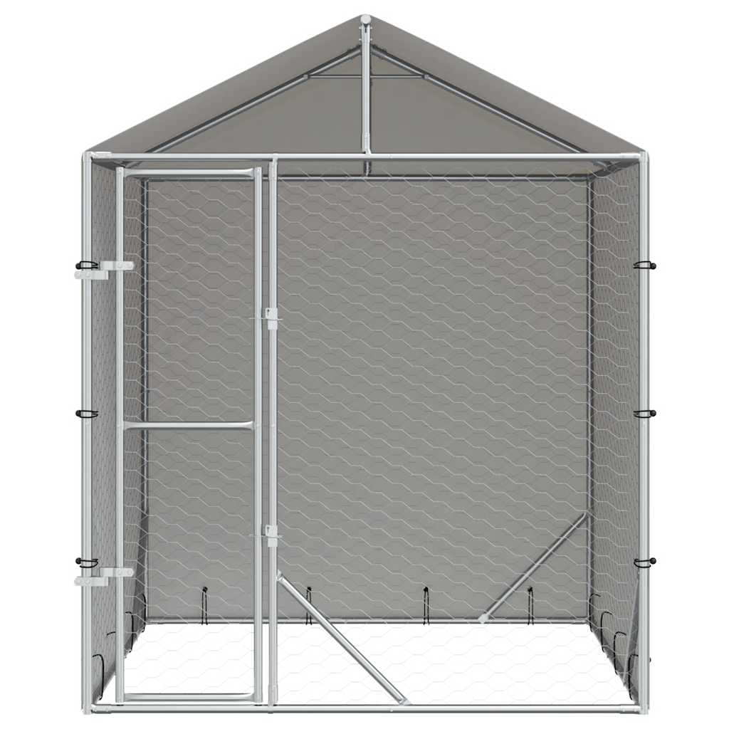 vidaXL Hondenkennel met dak 2x2x2,5 m gegalvaniseerd staal zilver