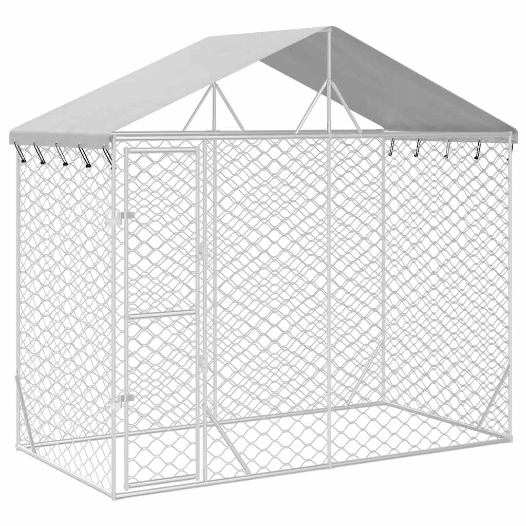 vidaXL Dog Kennel with Roof 3x1.5x2.5 m Galvanized Steel Silver