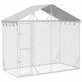 vidaXL Dog Kennel with Roof 3x1.5x2.5 m Galvanized Steel Silver