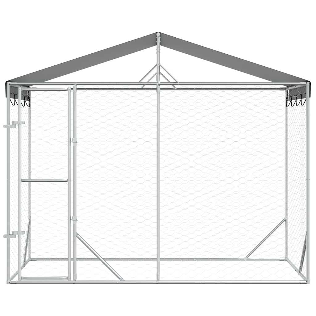 vidaXL Dog Kennel with Roof 3x1.5x2.5 m Galvanized Steel Silver
