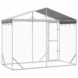 vidaXL Dog Kennel with Roof 3x1.5x2.5 m Galvanized Steel Silver