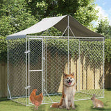 vidaXL Dog Kennel with Roof 3x1.5x2.5 m Galvanized Steel Silver