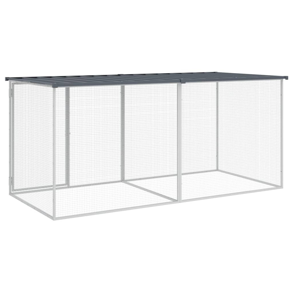 vidaXL Chicken Coop with Roof Anthracite 203x98x90 cm Galvanized Steel