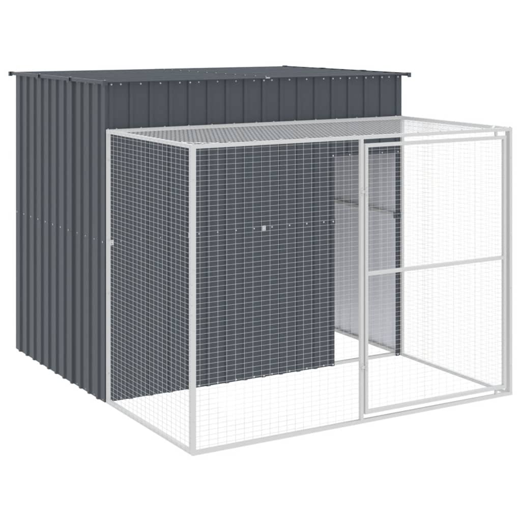 vidaXL Hondenhok avec ren 214x253x181 cm acier galvanisé antraciet