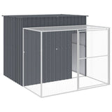 vidaXL Hondenhok avec ren 214x253x181 cm acier galvanisé antraciet