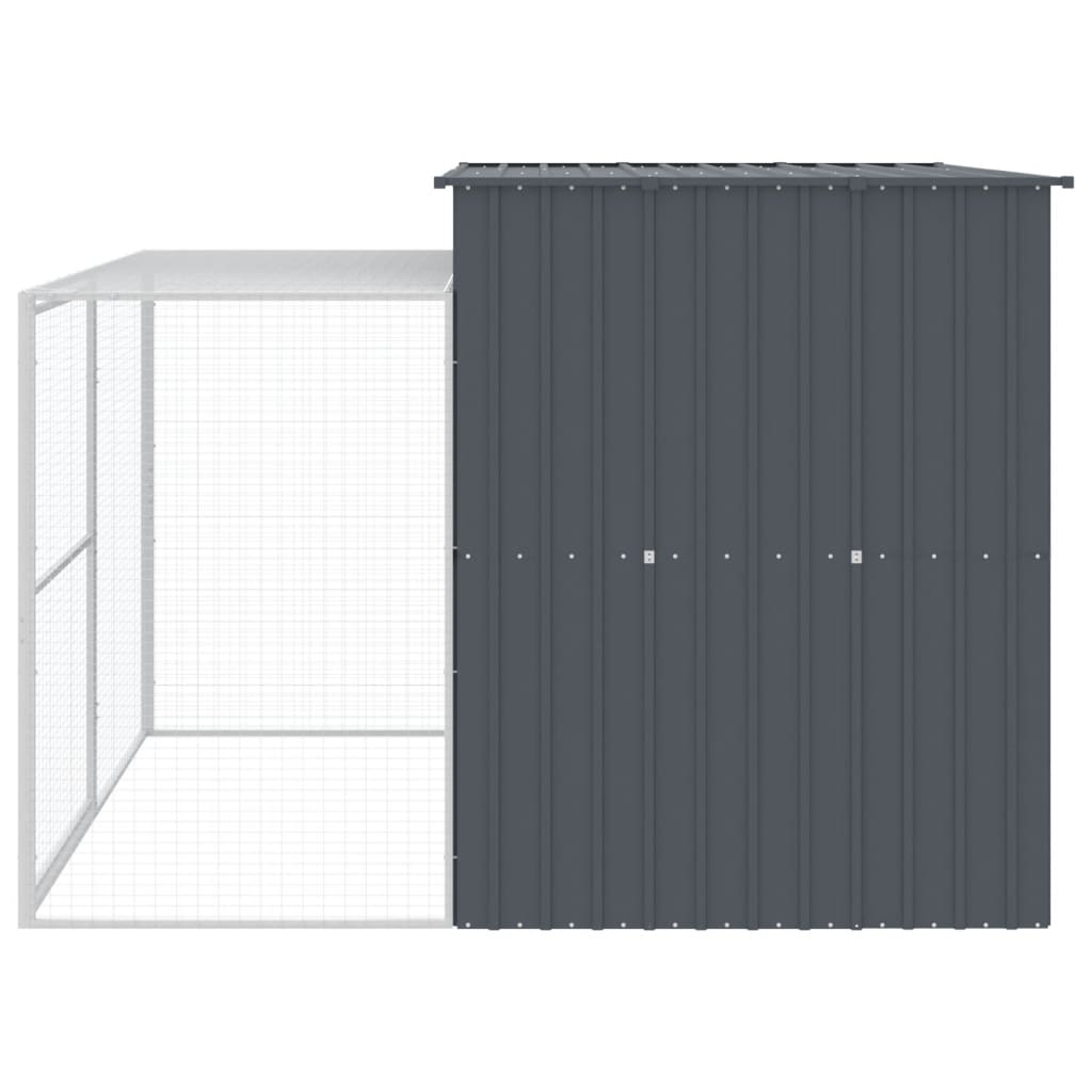 vidaXL Hondenhok avec ren 214x253x181 cm acier galvanisé antraciet