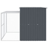 vidaXL Hondenhok avec ren 214x253x181 cm acier galvanisé antraciet