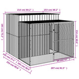 vidaXL Hondenhok avec ren 214x253x181 cm acier galvanisé antraciet