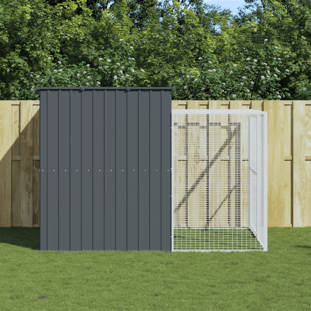 vidaXL Hondenhok avec ren 214x253x181 cm acier galvanisé antraciet