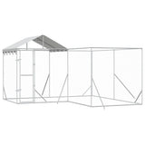 vidaXL Hondenkennel met dak 4x4x2,5 m gegalvaniseerd staal zilver