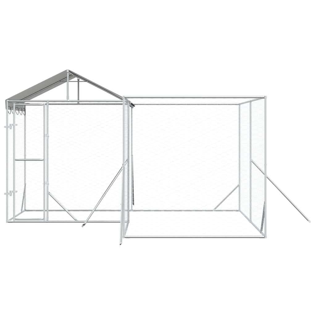 vidaXL Hondenkennel met dak 4x4x2,5 m gegalvaniseerd staal zilver