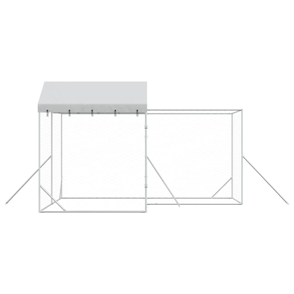 vidaXL Hondenkennel met dak 4x4x2,5 m gegalvaniseerd staal zilver