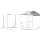 vidaXL Hondenkennel met dak 4x4x2,5 m gegalvaniseerd staal zilver