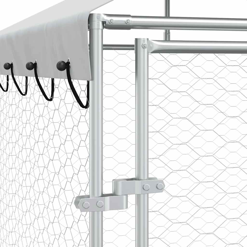 vidaXL Hondenkennel met dak 4x4x2,5 m gegalvaniseerd staal zilver