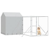 vidaXL Dog Kennel with Roof 4x4x2.5 m Galvanized Steel Silver