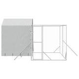 vidaXL Dog Kennel with Roof 4x4x2.5 m Galvanized Steel Silver