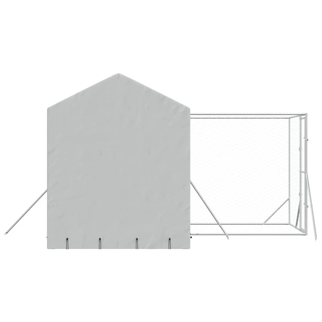 vidaXL Dog Kennel with Roof 4x4x2.5 m Galvanized Steel Silver
