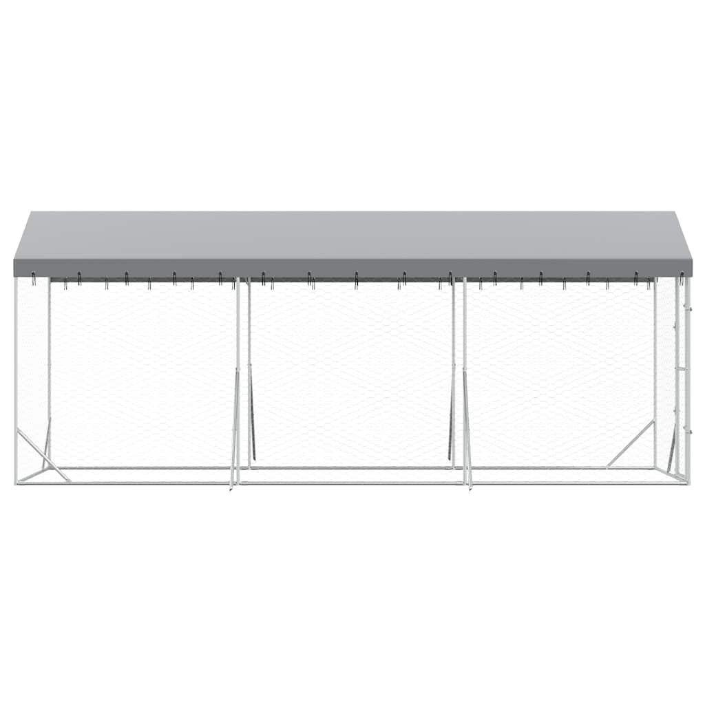 vidaXL Hondenkennel met dak 2x6x2,5 m gegalvaniseerd staal zilver