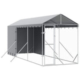vidaXL Hondenkennel met dak 2x6x2,5 m gegalvaniseerd staal zilverkleur